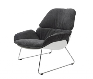 FOTOLIU CONFORTABIL NINO, GRI INCHIS/ALB/CROM, TAPITERIE DIN TEXTIL, STIL MODERN B2