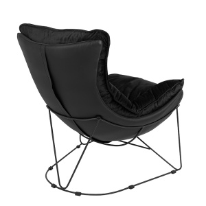 FOTOLIU CONFORTABIL OTILIA STAND VELVET NEGRU, TAPITAT CU PIELE ECOLOGICA, STIL MODERN - Img 4