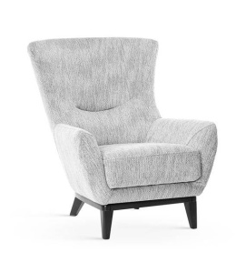 FOTOLIU CONFORTABIL ROSCO, GRI/NEGRU, TAPITERIE DIN STOFA SI PICIOARE DIN LEMN, STIL CLASIC