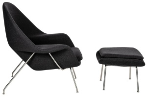 FOTOLIU CU TABURET, COZY, GRI GRAFIT 4/CROM, CU TAPITERIE DIN CASMIR, STIL MODERN - Img 2