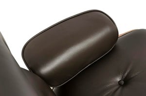 FOTOLIU CU TABURET LOUNGE HM, PIELE NATURALA ITALIANA SI LEMN, CULOARE NEGRU/MARO, STIL EAMES - Img 7