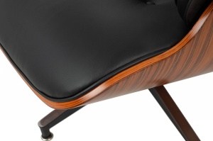FOTOLIU EXCLUSIVIST CU TABURET, LOUNGE HM PREMIUM, NEGRU, PIELE NATURALA SI LEMN DE TRANDAFIR, STIL MODERN - Img 6