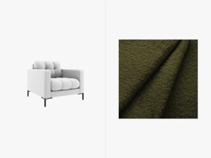 FOTOLIU MAMAIA VERDE MASLINIU INCHIS, CU TAPITERIE DIN TEXTIL BOUCLE BALOO, MICADONI
