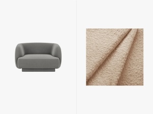 FOTOLIU MILEY, BEJ, CU TAPITERIE DIN TEXTIL BOUCLE BALOO, MICADONI