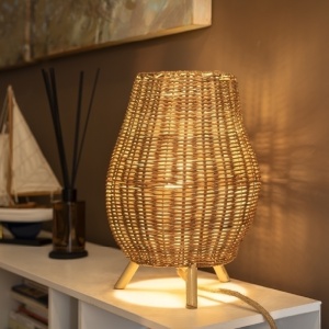 LAMPA DE MASA SAONA 30, BATERIE IN&OUT, CONFECTIONATA DIN FIBRE NATURALE - Img 2