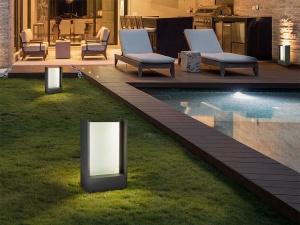 LAMPADAR EXTERIOR MATIA, 30 CM, GRI INCHIS/OPAL, DIN ALUMINIU SI STICLA, STIL MODERN