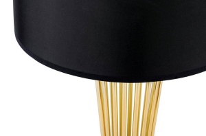 LAMPADAR HOLMES, AURIU/NEGRU, DIN OTEL CARBON SI TEXTIL SATINAT, STIL MODERN - Img 6