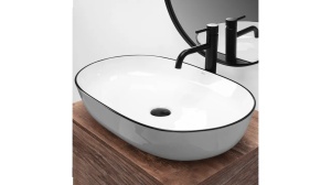 LAVOAR REA CLEO EDGE, ALB/NEGRU, 60,5 CM, DIN CERAMICA, CALITATE SUPERIOARA - Img 2