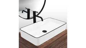 LAVOAR REA DENIS EDGE, ALB/NEGRU, 61,5 CM, DIN CERAMICA, CALITATE SUPERIOARA