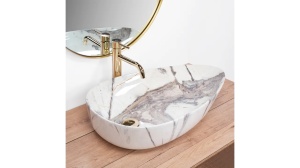 LAVOAR REA GRETA, THUNDER SHINY, 65,5 CM, EFECT DE MARMURA ALBA, DIN CERAMICA, CALITATE SUPERIOARA