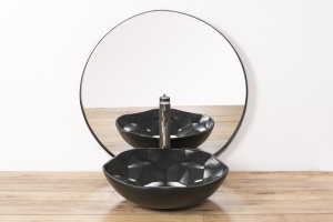 LAVOAR REA PARIS, NEGRU, 41 CM, DESIGN MODERN, MONTAJ PE BLAT, CALITATE SUPERIOARA, REA - Img 2