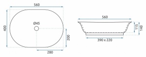 LAVOAR REA ROMA, 56 CM, ALB, MONTAJ PE BLAT, CALITATE SUPERIOARA, REA - Img 5