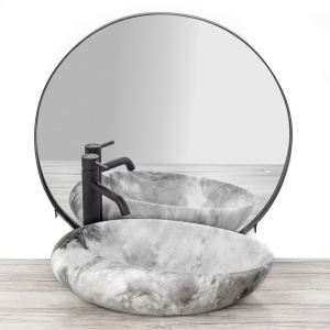 LAVOAR REA ROXY C, STONE LIGHT GREY, EFECT DE PIATRA GRI DESCHIS, 49CM, DIN CERAMICA, CALITATE SUPERIOARA