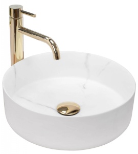 LAVOAR REA SAMI, CATEGORIA UNICAT, 36 CM, IMITA MARMURA, MONTAJ PE BLAT, DIN CERAMICA, CALITATE SUPERIOARA, REA