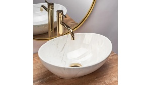 LAVOAR REA SOFIA, CALALA MARMUR, EFECT DE MARMURA ALBA, 41 CM, DIN CERAMICA, CALITATE SUPERIOARA