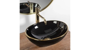 LAVOAR REA SOFIA, NEGRU/AURIU, 41 CM, DIN CERAMICA, CALITATE SUPERIOARA