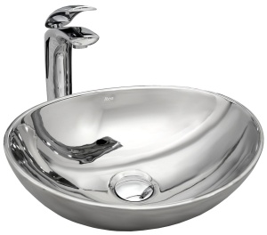 LAVOAR REA SOFIA, SILVER N, 41CM ,ARGINTIU, MONTAJ PE BLAT, DIN CERAMICA, CALITATE SUPERIOARA, REA - Img 2