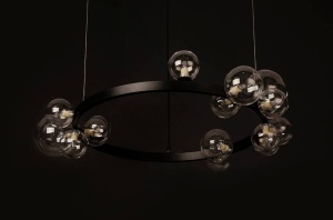 LUSTRA ALURE 85, NEGRU/TRANSPARENT, DIN METAL SI STICLA, STIL MODERN - Img 4