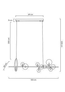 LUSTRA ALURE LINE 120, NEGRU/TRANSPARENT, DIN METAL SI STICLA, STIL MODERN - Img 6