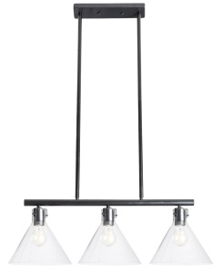 LUSTRA CU 3 BECURI APP318-3CP, 108x77 cm, NEGRU SI ARGINTIU, DIN STICLA SI METAL DE INALTA CALITATE, STIL MODERN, TU