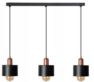 LUSTRA CU 3 BECURI CALI APP004-3CP, 38x125 cm, NEGRU SI AURIU ROZE, DIN ALUMINIU, STIL MODERN, TU