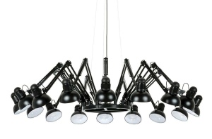LUSTRA DESIGN INDUSTRIAL RAGNO 16 BRATE,NEAGRA, DIN ALUMINIU,B2