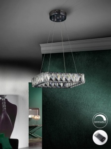 LUSTRA DIVA 854196D, DIN METAL, OTEL INOXIDABIL SI CRISTALE FATETATE, STIL MODERN, SCHULLER