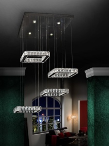 LUSTRA DIVA 854537D, DIN METAL, OTEL INOXIDABIL, CRISTALE FATETATE, STIL MODERN, SCHULLER