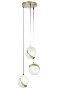 LUSTRA GLOBE 3, AURIU/ALB, DIN METAL SI ACRIL, STIL MODERN, B2