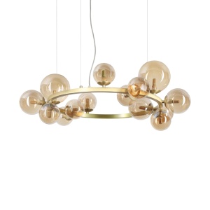 LUSTRA PERLAGE SP14, ALAMA/AMBER, DIN METAL SI STICLA, STIL MODERN