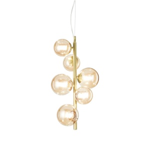 LUSTRA PERLAGE SP6, ALAMA/AMBER, DIN METAL SI STICLA, STIL MODERN