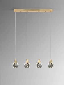 LUSTRA/PLAFONIERA AQUARIA, 79 CM, AURIU MAT/TRANSPARENT, DIN METAL SI STICLA, STIL MODERN