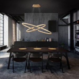 LUSTRA/PLAFONIERA ELIPSE, CONECTARE BLUETOOTH, 120 CM, AURIU PERIAT/OPAL, DIN METAL, ALUMINIU SI ACRIL, STIL MODERN