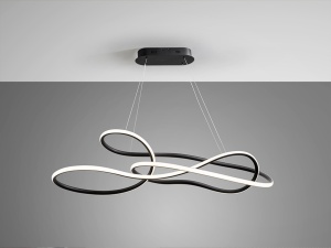 LUSTRA/PLAFONIERA EVANIA, CU TELECOMANDA, 70/150 CM, NEGRU MAT, DIN OTEL SI SILICON, STIL MODERN - Img 4