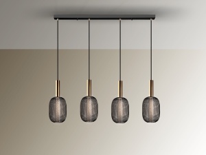 LUSTRA/PLAFONIERA MICRON, 88 CM, NEGRU/AURIU, DIN METAL SI ACRIL, STIL MODERN - Img 4