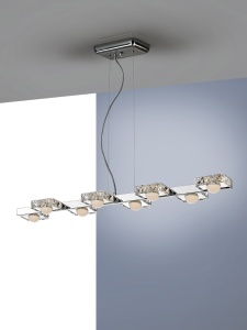 LUSTRA/PLAFONIERA SURIA II, 81 CM, CROM/TRANSPARENT, DIN METAL SI STICLA, STIL MODERN