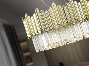 LUSTRA/PLAFONIERA TIARA, 51 CM, AURIU/CROM/TRANSPARENT, DIN METAL, ABS SI STICLA, STIL MODERN - Img 3
