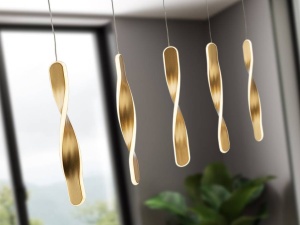 LUSTRA/PLAFONIERA TWIST, 77 CM, AURIU PERIAT/OPAL, DIN METAL, ALUMINIU SI ACRIL, STIL MODERN - Img 3