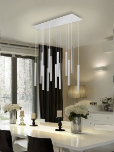 LUSTRA/PLAFONIERA VARAS, 82 CM, ALB MAT/CROM, DIN METAL SI ACRIL, STIL MODERN