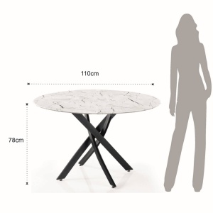 MASA 110CM, BILL WHITE, DIN METAL SI STICLA, EFECT DE MARMURA, DESIGN MODERN - Img 4