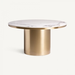 MASA DEOSEBITA ROTUNDA, ASTACH 150CM, DIN GRESIE SI METAL, ALB/AURIU, ARTIM GROUP SELECTION