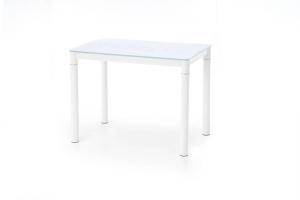 MASA DINING ARGUS, ALB LAPTOS/ALB, 100 CM, BLAT DIN STICLA SI PICIOARE DIN METAL , STIL MODERN, HALMAR - Img 4