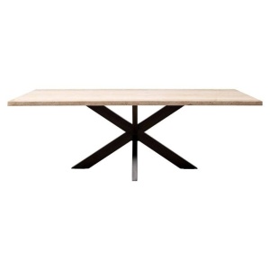 MASA DINING AVALON, 230 CM, BEJ/NEGRU, DIN TRAVERTIN SI METAL, RICHMOND INTERIORS - Img 2