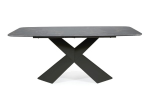 MASA DINING AVANGARD CERAMIC, EFECT DE MARMURA NEGRU/NEGRU MAT, DIN CERAMICA SI METAL, STIL MODERN SIGNAL - Img 2