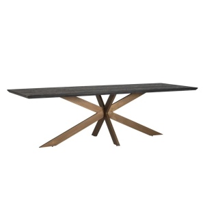 MASA DINING BLACKBONE, 260 CM, NEGRU RUSTIC/AURIU ANTICHIZAT, DIN STEJAR SI METAL, RICHMOND INTERIORS