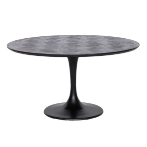 MASA DINING BLAX, 140 CM, NEAGRA, DIN FURNIR DE STEJAR SI METAL, RICHMOND INTERIORS