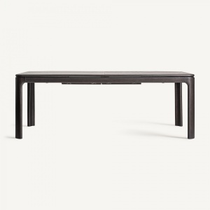 MASA DINING EXTENSIBILA BUKEN, NEAGRA, REF. 36078 PRELUCRATA MANUAL, CONFECTIONATA DIN LEMN DE FRASIN NEGRU, LEMN DE HEVEA SI FURNIR, STIL MODERN