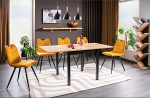 MASA DINING EXTENSIBILA FLIP, 80/160 CM, STEJAR ARTISAN/NEGRU, DIN PAL LAMINAT, STIL MODERN - Img 1