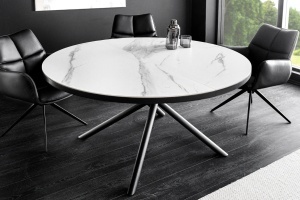 MASA DINING EXTENSIBILA, MIKADO 120/160CM, BLAT DIN STICLA, CERAMICA SI PICIOARE METAL, ARTIM GROUP SELECTION