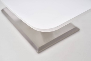 MASA DINING EXTENSIBILA MISTRAL, ALB/CROM, 160/220 CM, BLAT DIN MDF LACUIT SI PICIOR DIN METAL, STIL MODERN - Img 6
